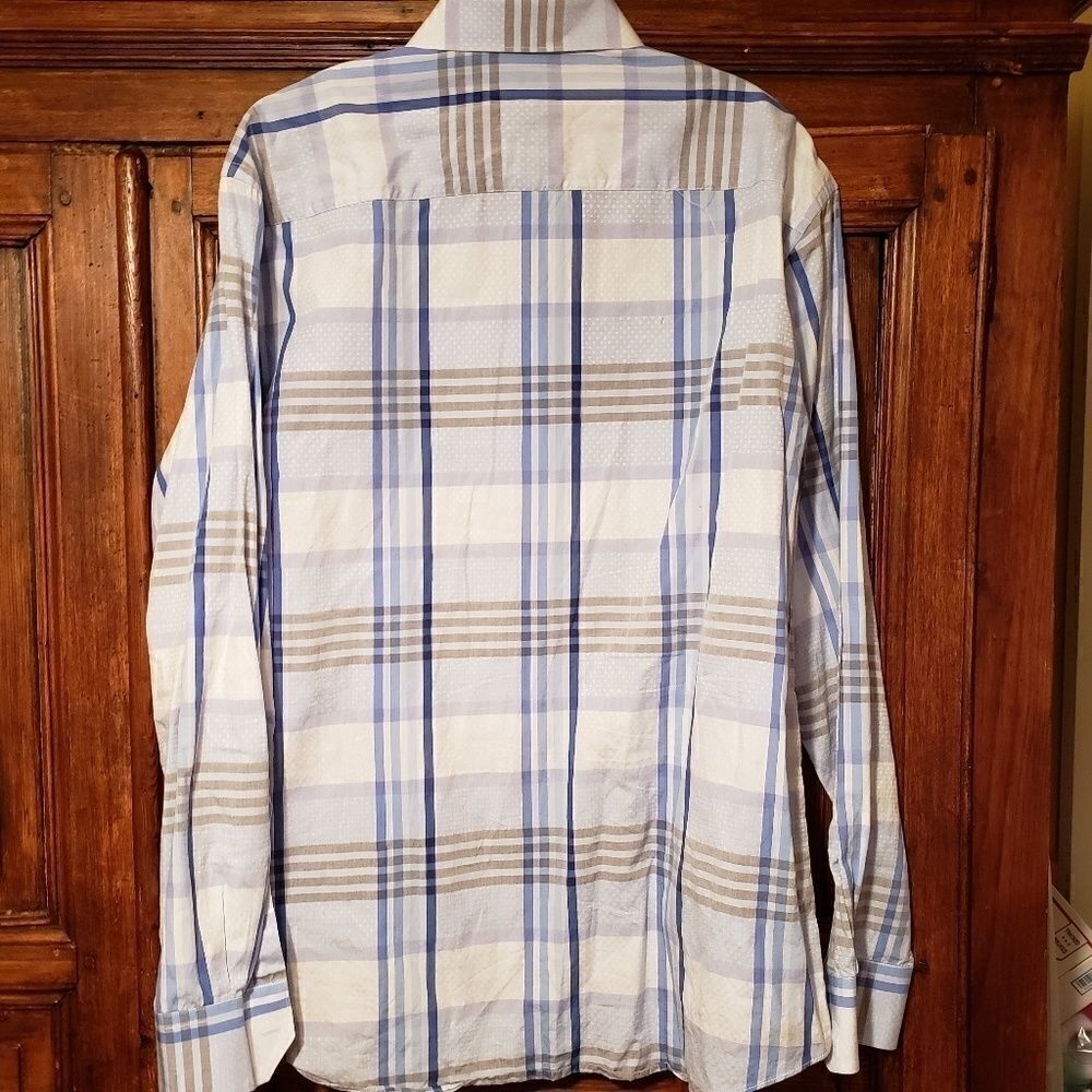Bugatchi Plaid Button Down Shirt Flip Cuff Shirt - Picture 6 of 8